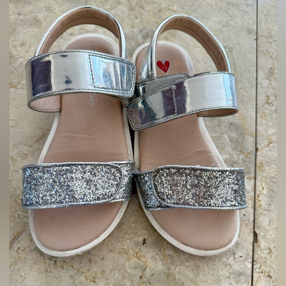Kids Silver Glitter Sandals